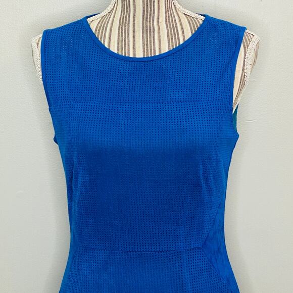 Anthropologie Greylin Blue Micro Suede Dress Women Size Small Perforated Texture - Picture 6 of 9